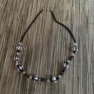 Handcrafted unique beaded necklace Boho Bohemian Clear Purple unbranded